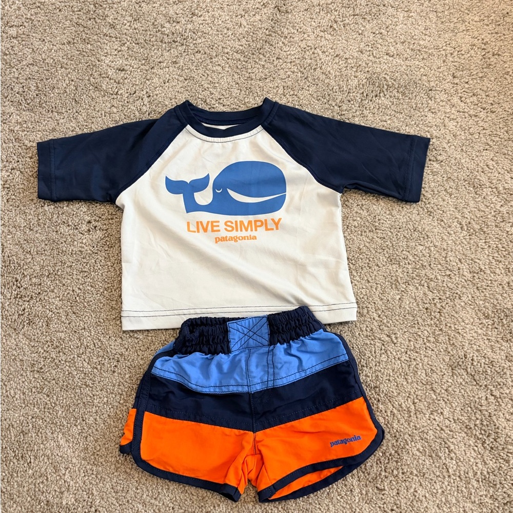 Patagonia Kids Rashguard Set - Navy and Orange